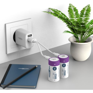 USB oplaadbare C 1,5V lithium-ion batterijen met USB-C oplaadkabel – 2 stuks