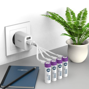 4 stuks USB oplaadbare batterijen AA 1,5V lithium-ion met USB-C kabel