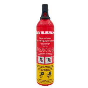 Blusmax Spray Brandblusser 750 ml voor snelle blussing van beginnende branden. Fluorvrij, gebruiksvriendelijk en ideaal voor keuken, huis en auto.
